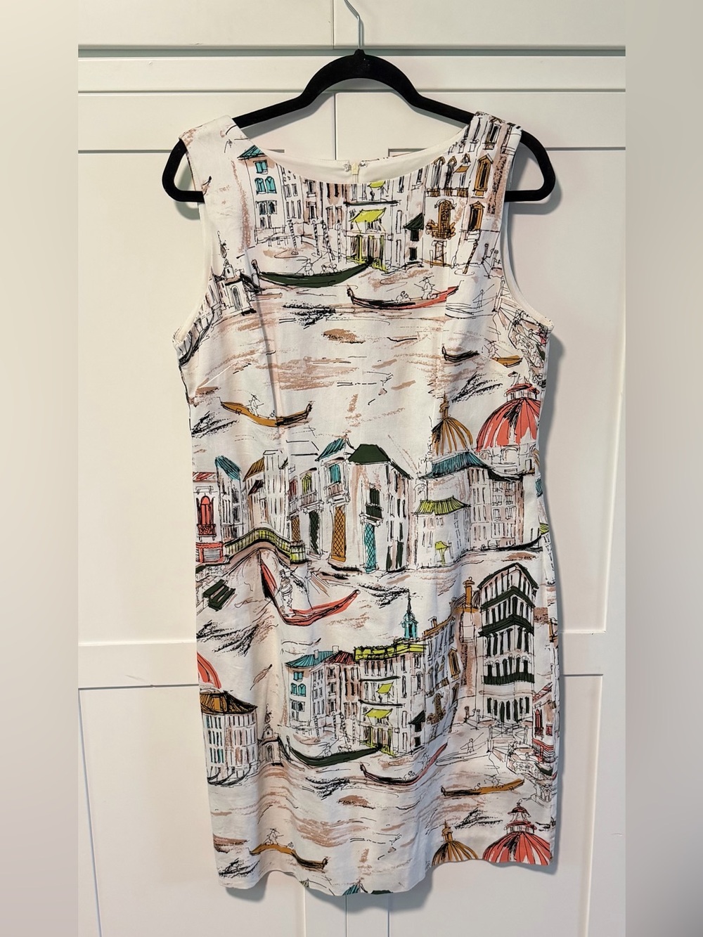Chetta B  Scenic Venice Print Sheath Dress with Multicolor Novelty Sketches